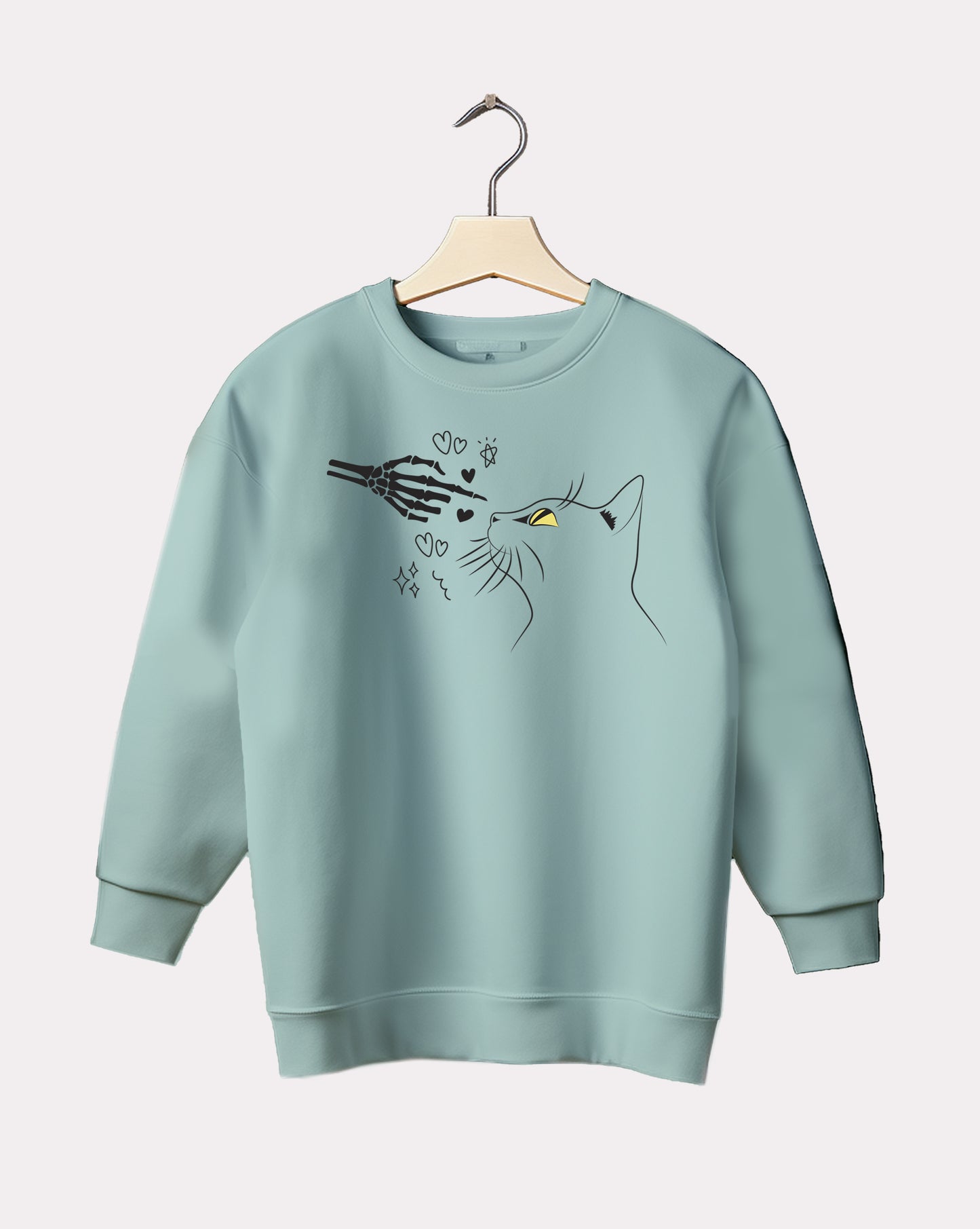 DELUX - Trendy Cat Face Design Crewneck