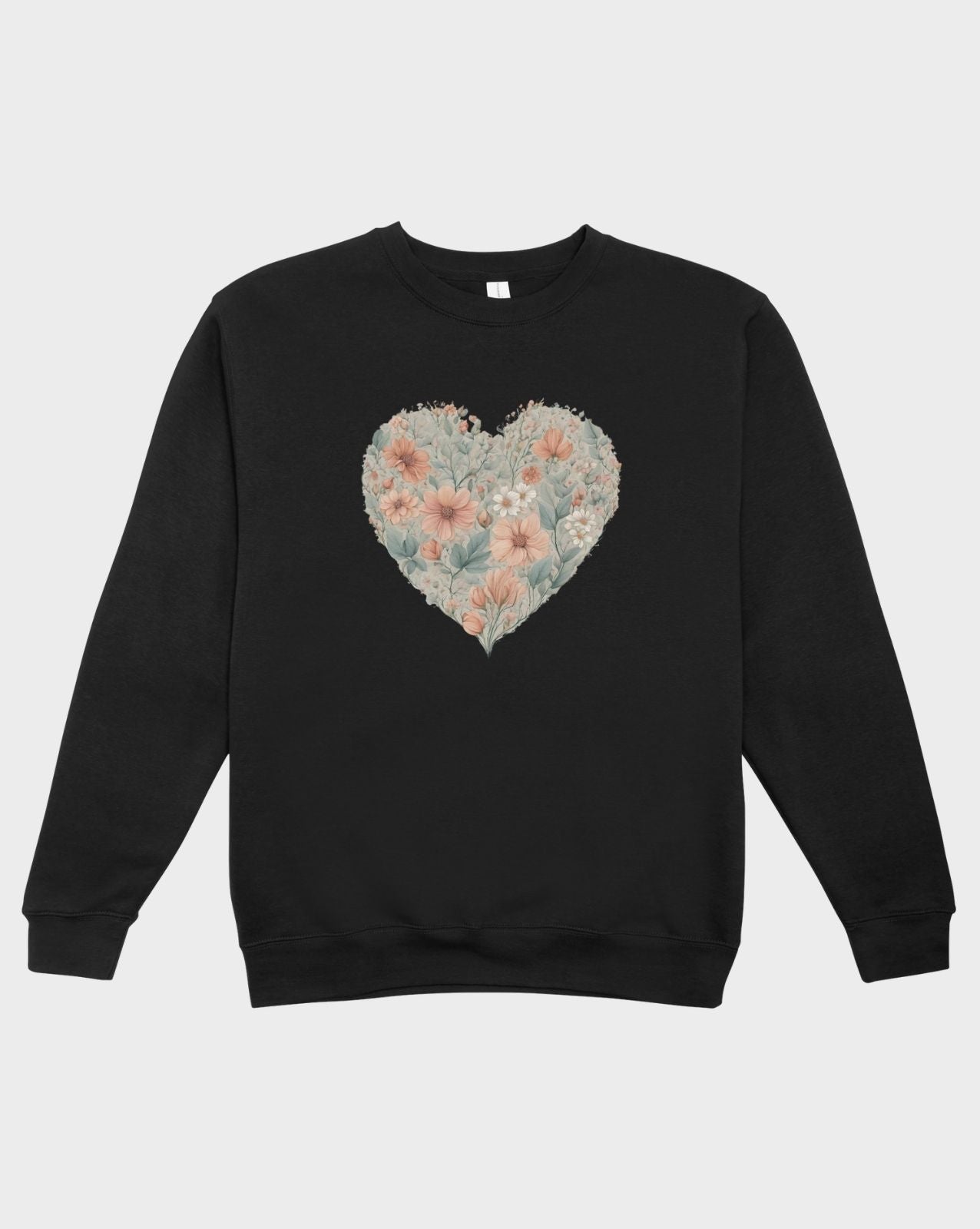 DELUX - Trendy Floral Heart Crewneck
