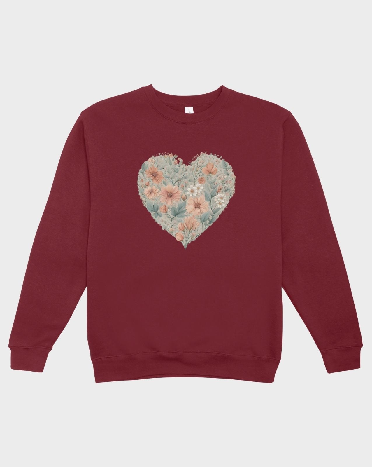 DELUX - Trendy Floral Heart Crewneck