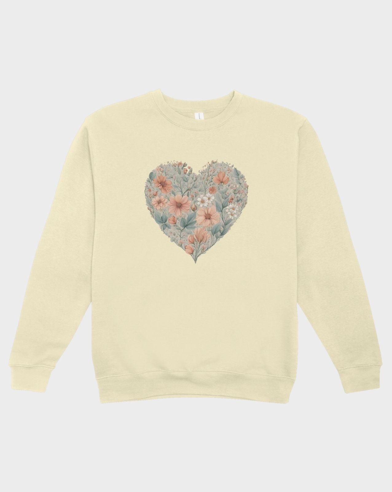 DELUX - Trendy Floral Heart Crewneck