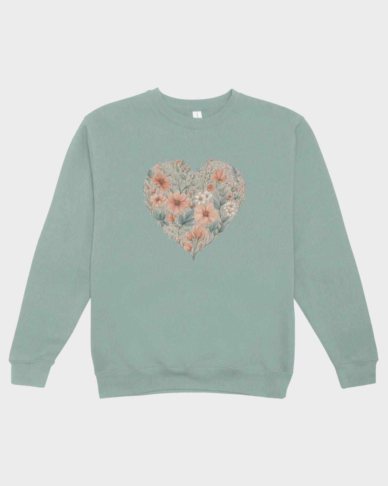 DELUX - Trendy Floral Heart Crewneck