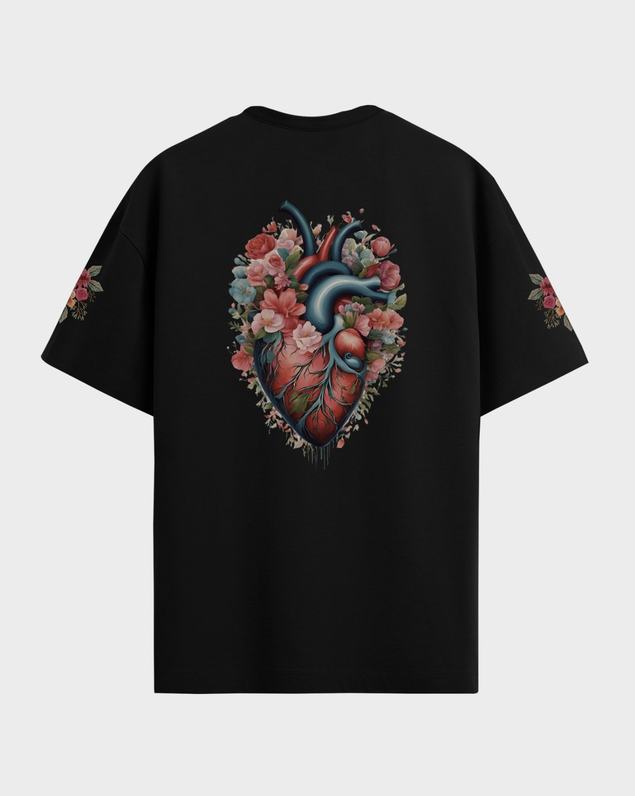 Premium Graphic Floral heart front/back printed Tshirt
