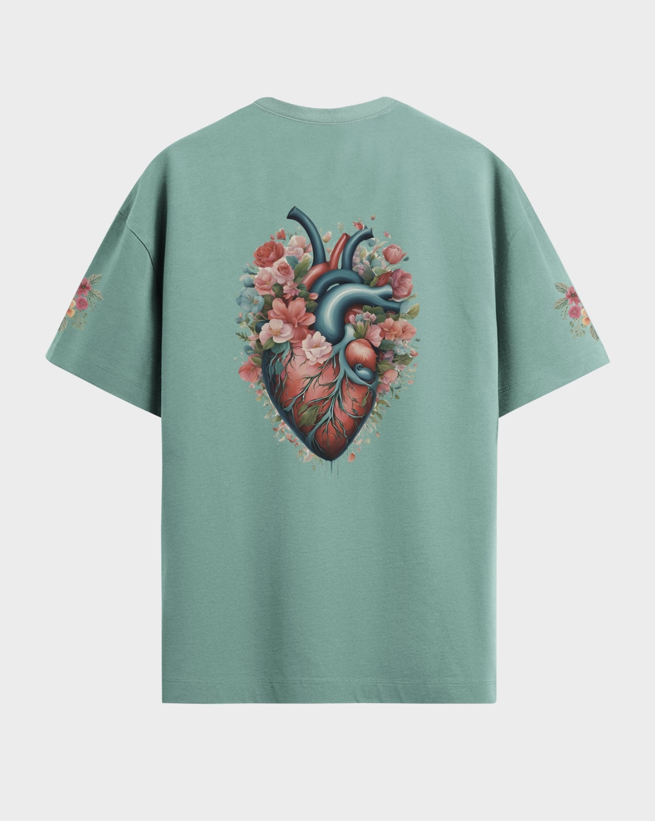 Premium Graphic Floral heart front/back printed Tshirt