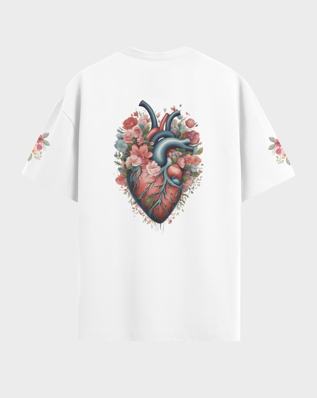 Premium Graphic Floral heart front/back printed Tshirt
