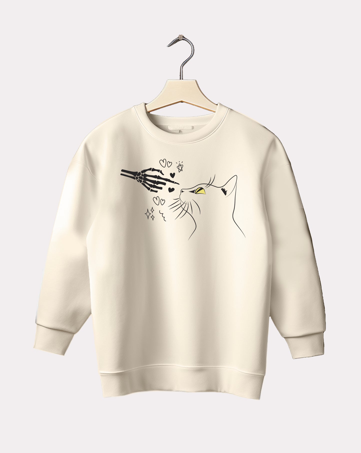 DELUX - Trendy Cat Face Design Crewneck