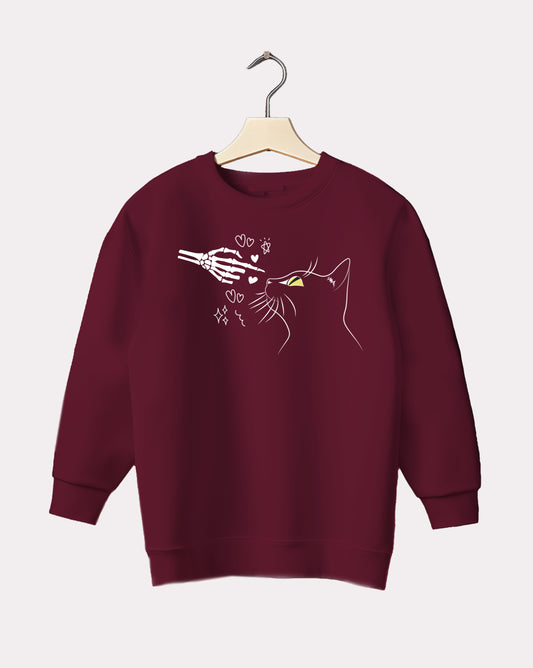 DELUX - Trendy Cat Face Design Crewneck