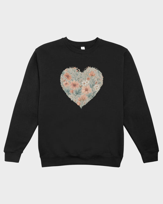 DELUX - Trendy Floral Heart Crewneck